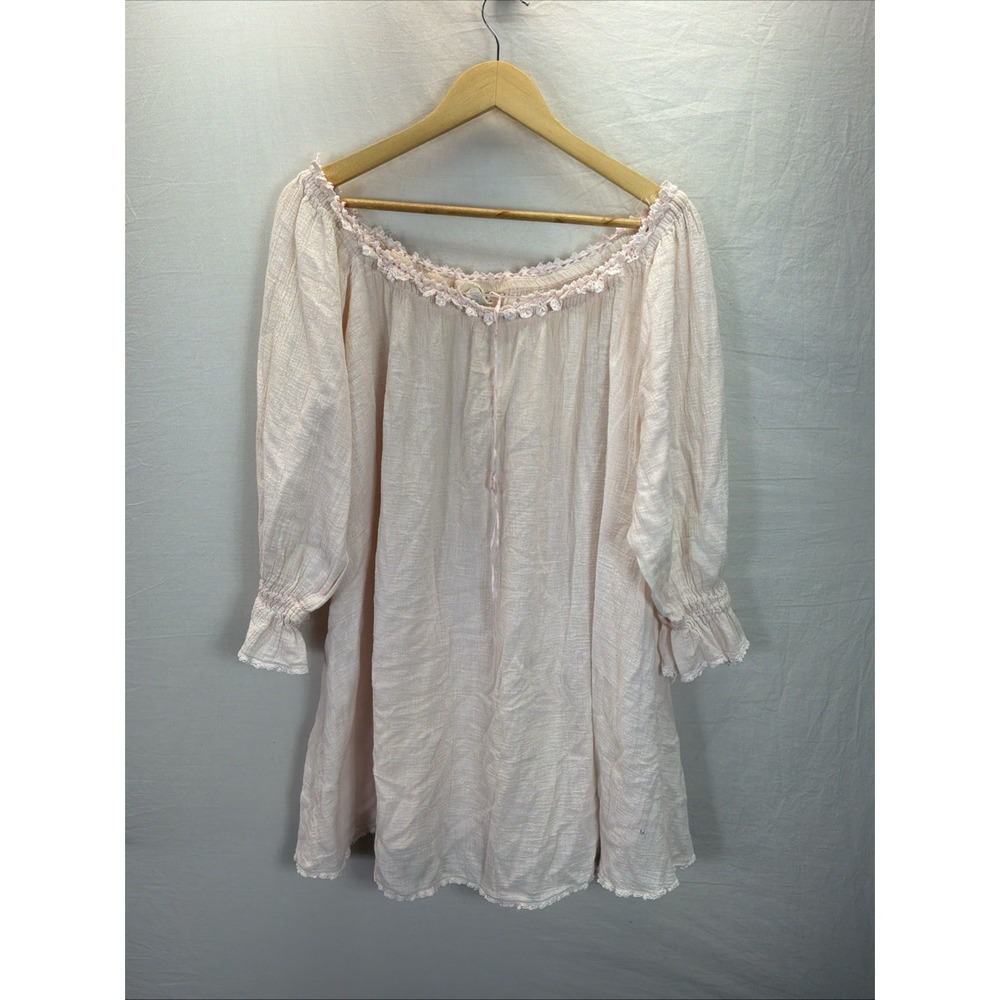 VTG  Y2K Victoria's Secret Country Nightgown sleep shirt pink guaze L/S MD